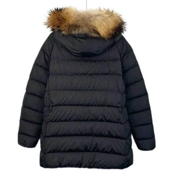 Moncler Clio Giubbotto Black Down Jacket With Fur Hood M